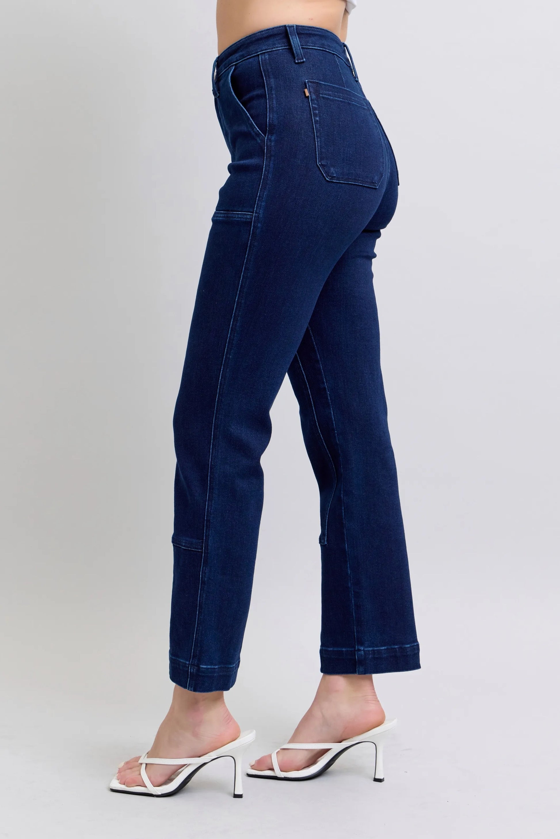 Judy Blue Full Size Hw Work Wear Knee Patch Straight Jeans plus Size in DK view 3 - Curvy Fit - Judy Blue Work Jeans