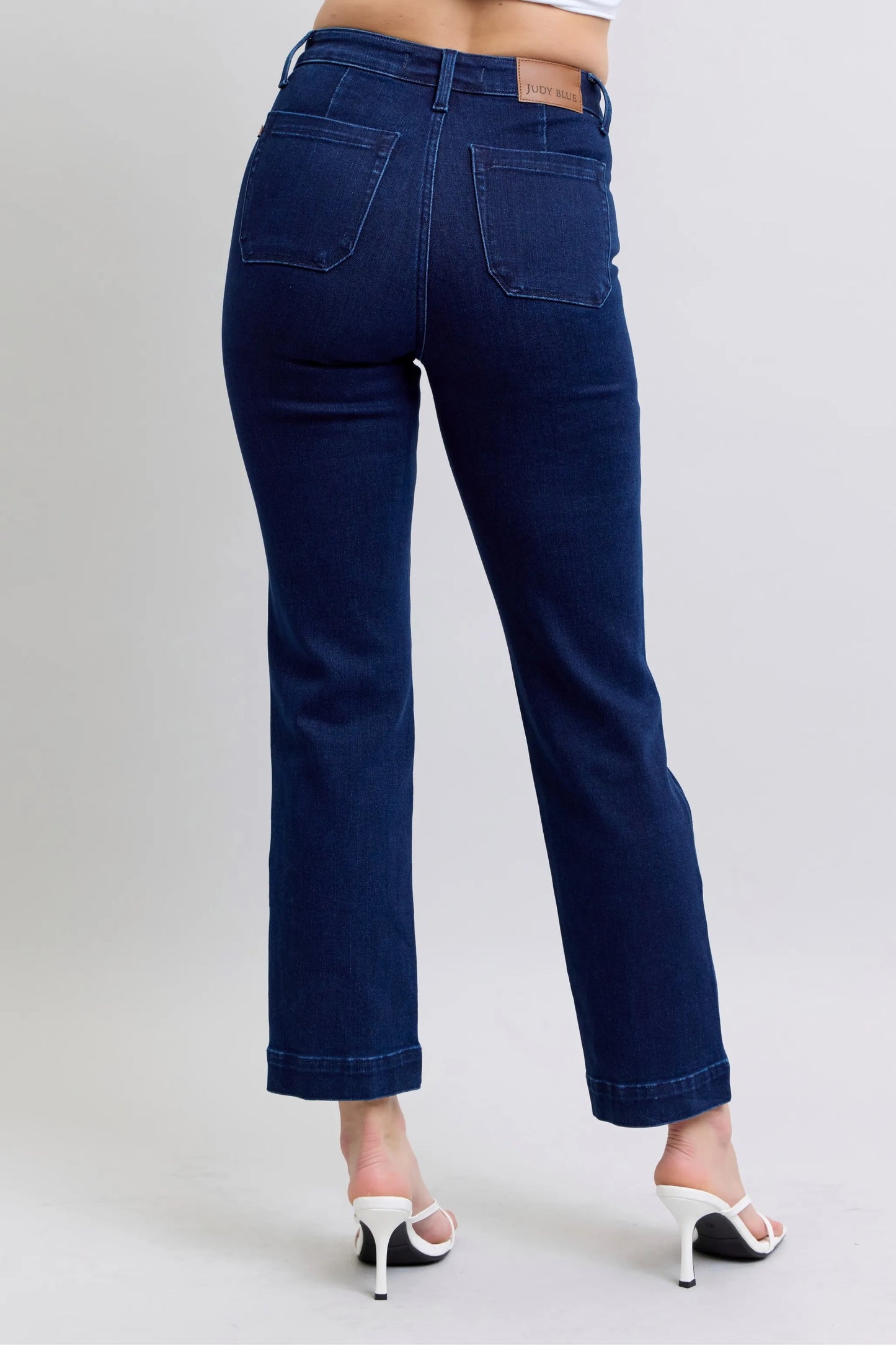 Judy Blue Full Size Hw Work Wear Knee Patch Straight Jeans plus Size in DK view 6 - Curvy Fit - Judy Blue Work Jeans
