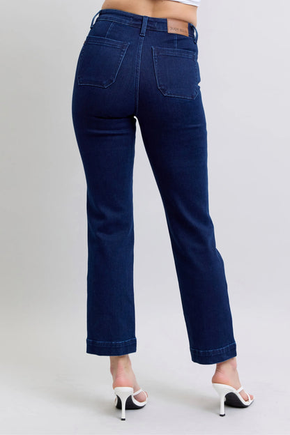 Judy Blue Full Size Hw Work Wear Knee Patch Straight Jeans plus Size in DK view 6 - Curvy Fit - Judy Blue Work Jeans