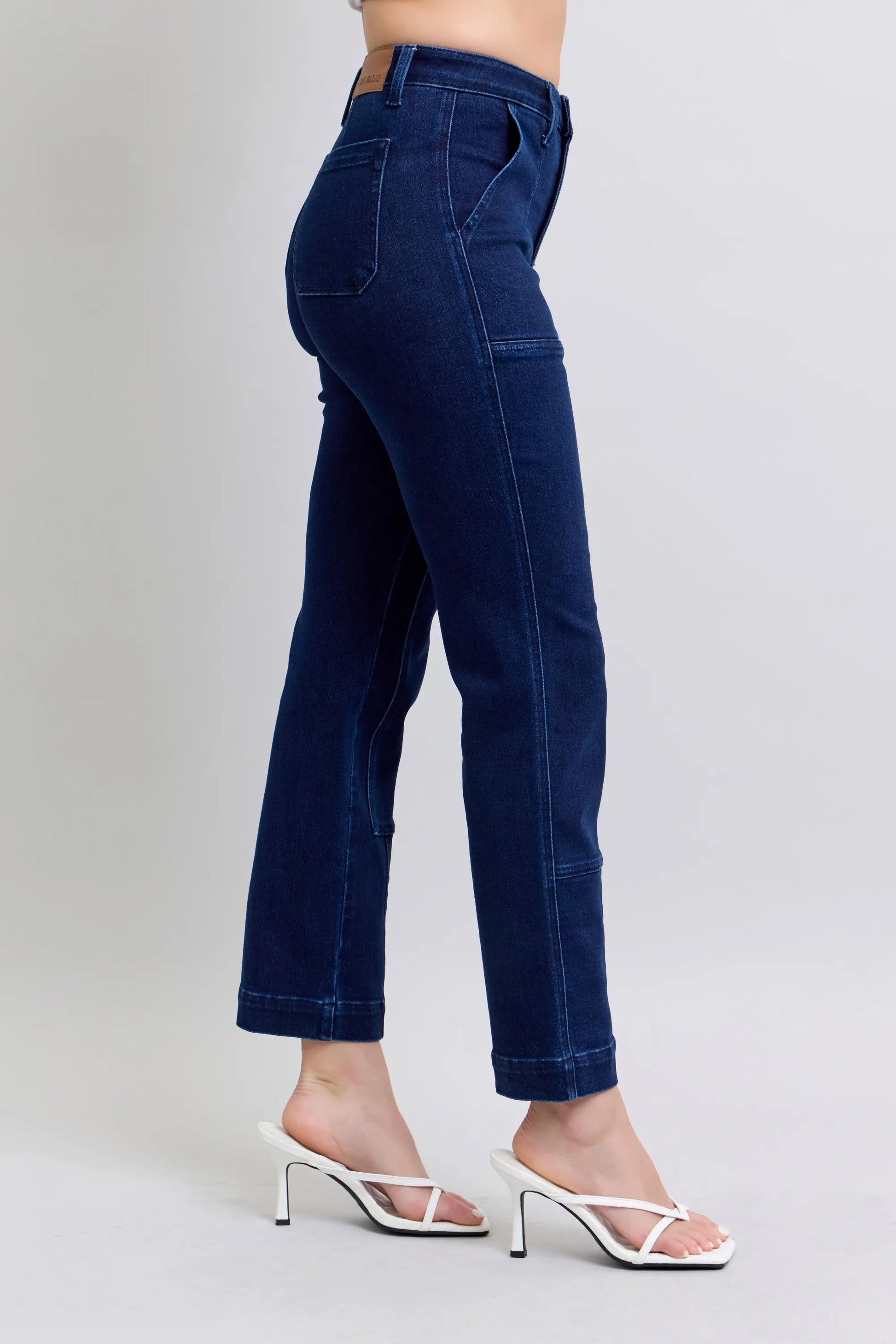 Judy Blue Full Size Hw Work Wear Knee Patch Straight Jeans plus Size in DK view 7 - Curvy Fit - Judy Blue Work Jeans