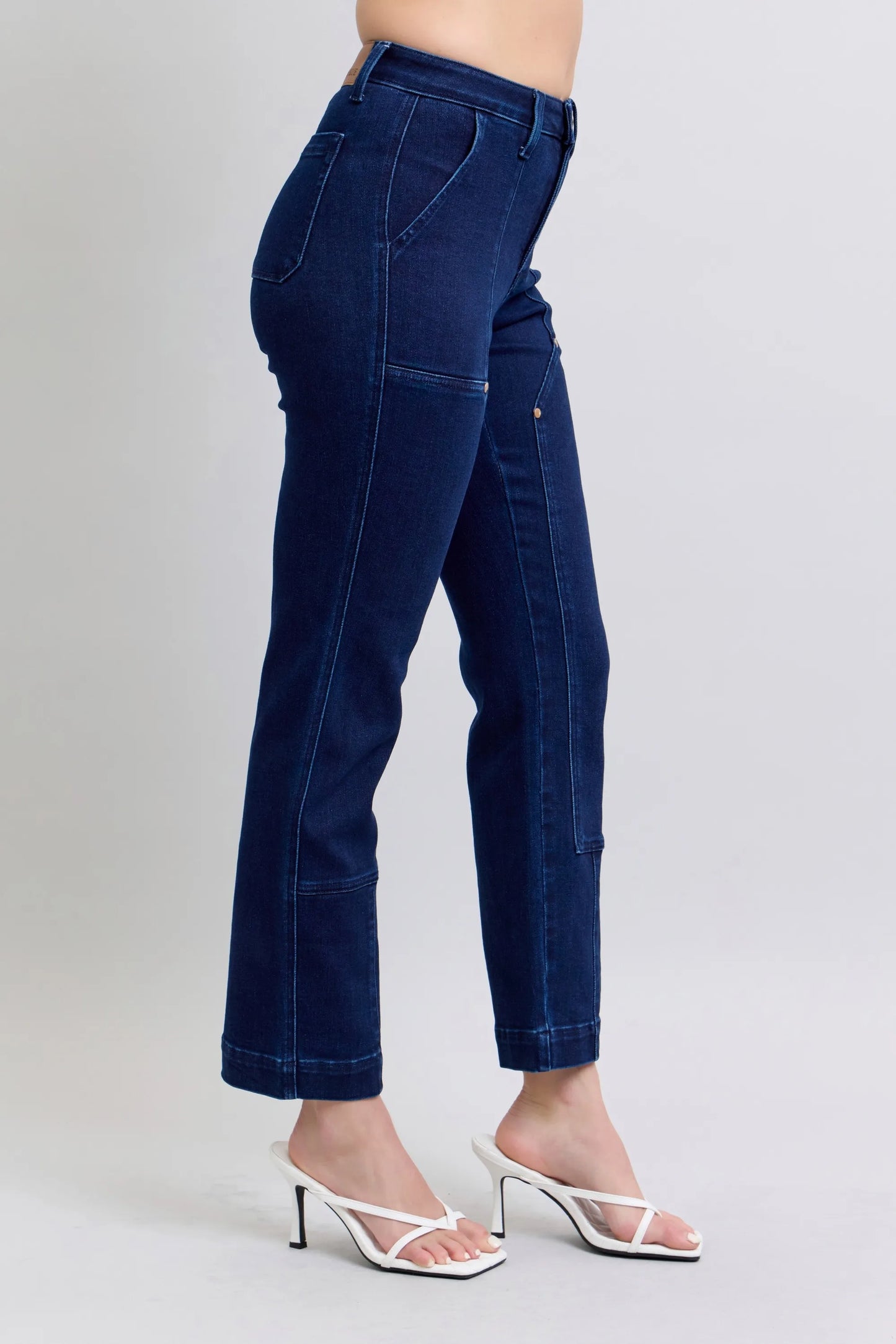 Judy Blue Full Size Hw Work Wear Knee Patch Straight Jeans plus Size in DK view 8 - Curvy Fit - Judy Blue Work Jeans