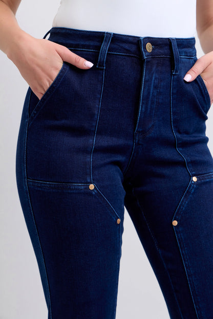 Judy Blue Full Size Hw Work Wear Knee Patch Straight Jeans plus Size in DK view 9 - Curvy Fit - Judy Blue Work Jeans