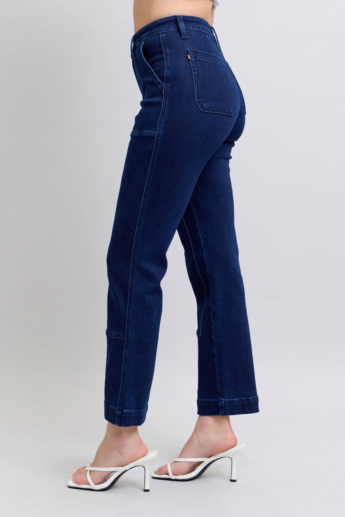 Judy Blue Full Size Hw Work Wear Knee Patch Straight Jeans plus Size - MeeeShop Women's Fashion