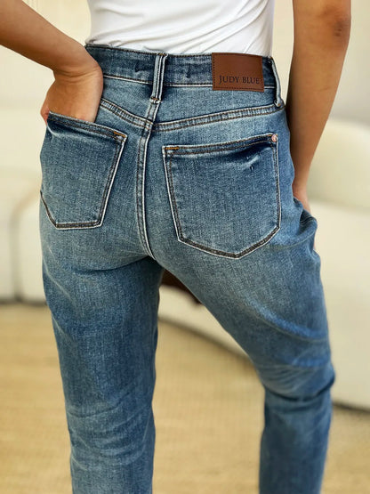 Judy Blue Full Size Mid Rise Rigid Magic Release Hem Jeans in Medium view 7 - Judy Blue Jeans (bottom)