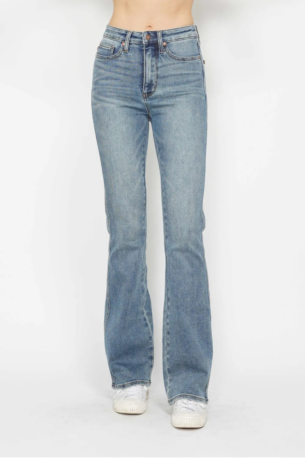 Judy Blue Full Size Tummy Control Back Embroidered Pocketed Bootcut Jeans plus Size - MeeeShop Women's Fashion