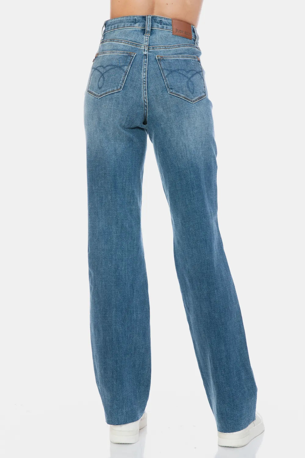 Judy Blue Full Size Tummy Control Cut Raw Hem Straight Jeans - MeeeShop Women's Fashion