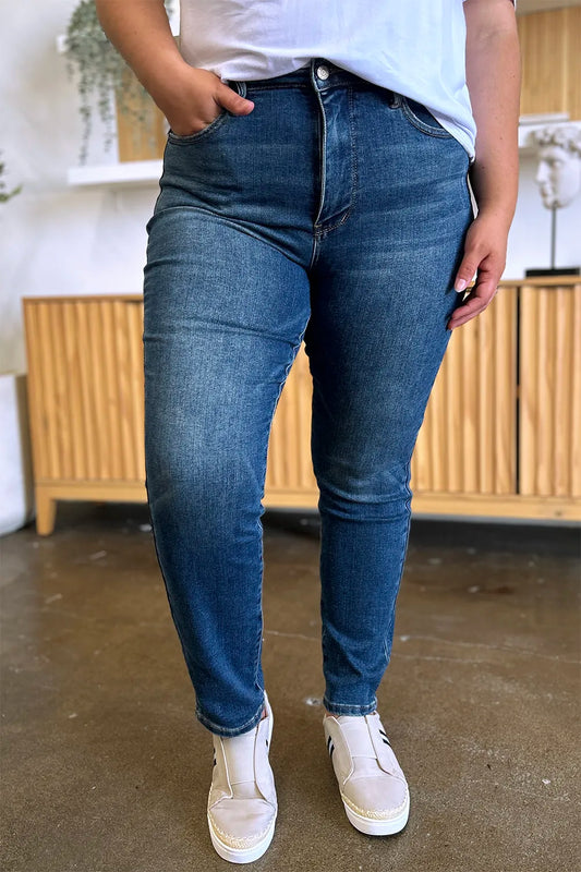 Judy Blue Full Size Tummy Control High Waist Slim Jeans in Dark - High-Waisted - Judy Jeans (bottom)