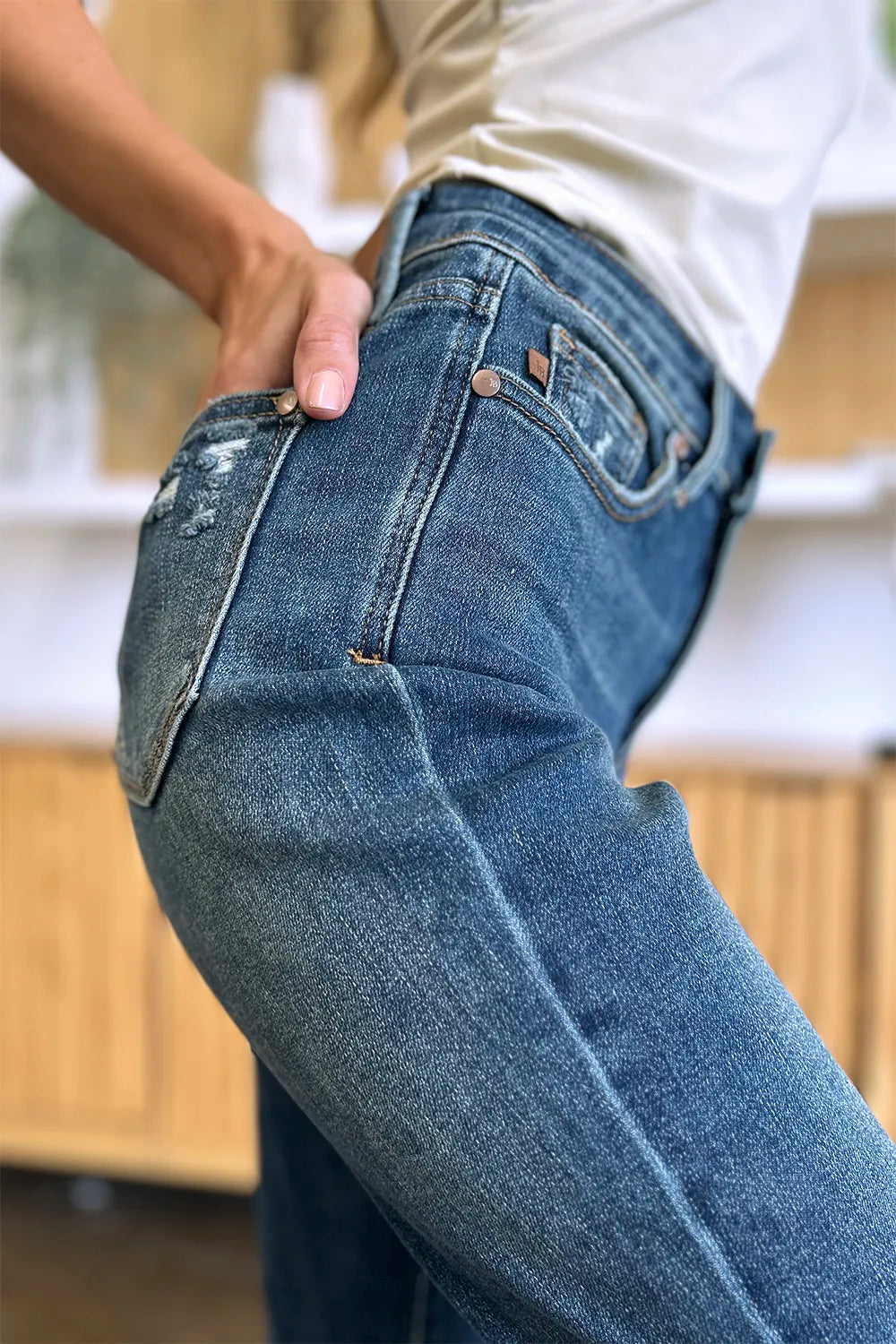 Judy Blue Full Size Tummy Control High Waist Slim Jeans - MeeeShop Women's Fashion