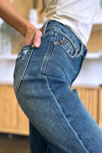 Judy Blue Full Size Tummy Control High Waist Slim Jeans - MeeeShop Women's Fashion