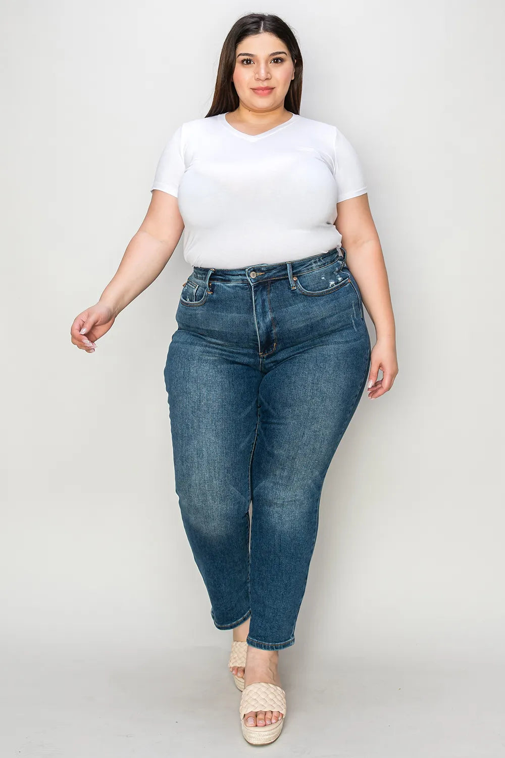 Judy Blue Full Size Tummy Control High Waist Slim Jeans - MeeeShop Women's Fashion