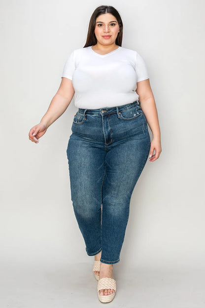 Judy Blue Full Size Tummy Control High Waist Slim Jeans - MeeeShop Women's Fashion