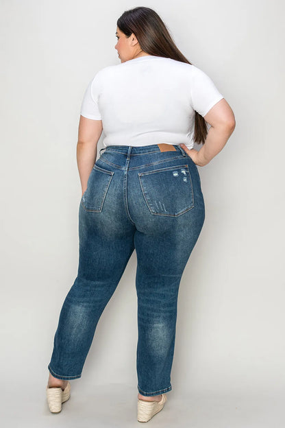 Judy Blue Full Size Tummy Control High Waist Slim Jeans - MeeeShop Women's Fashion