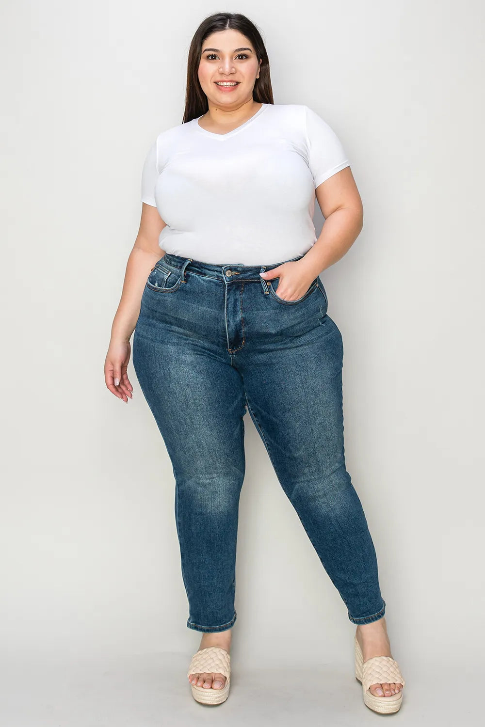 Judy Blue Full Size Tummy Control High Waist Slim Jeans - MeeeShop Women's Fashion