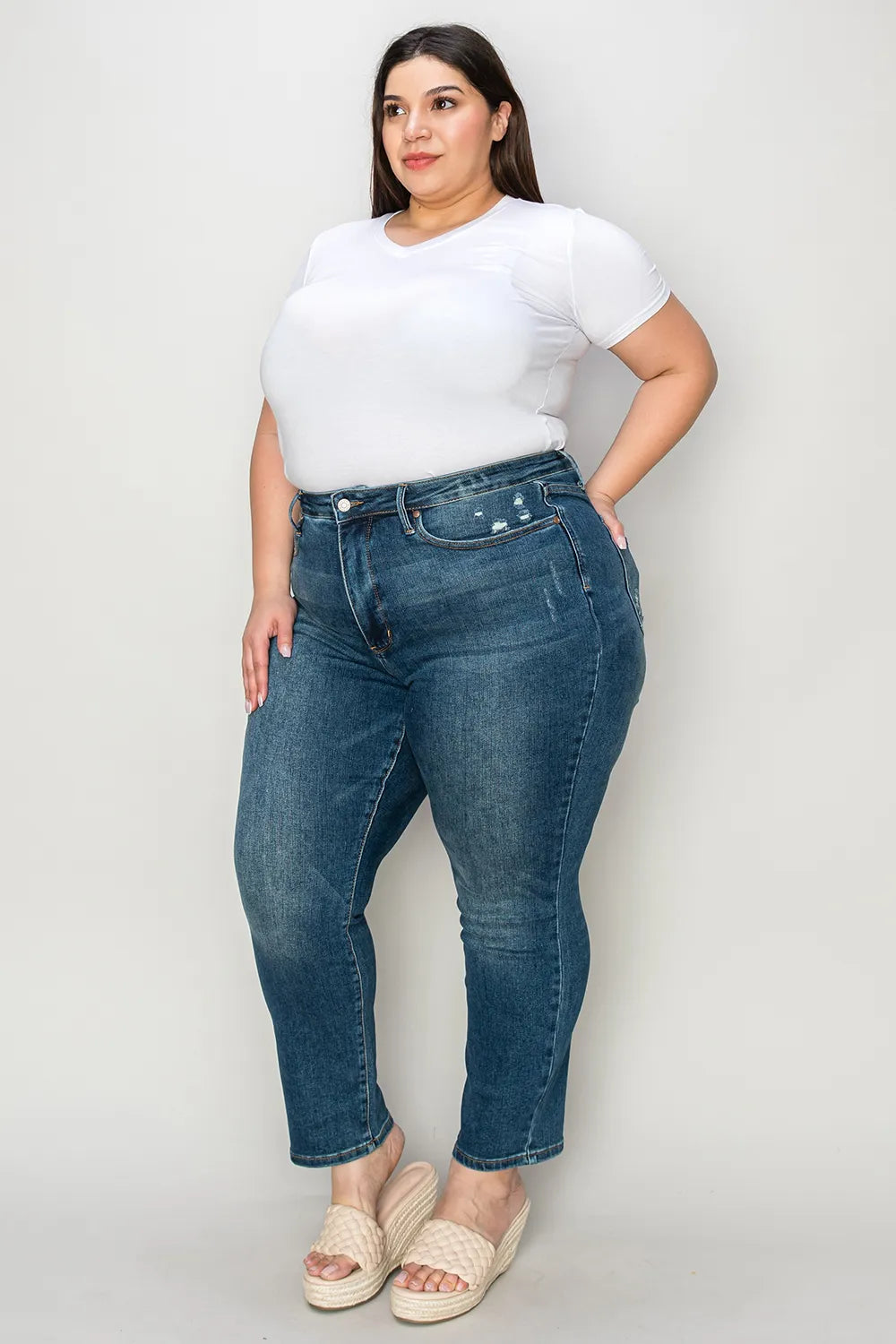 Judy Blue Full Size Tummy Control High Waist Slim Jeans - MeeeShop Women's Fashion