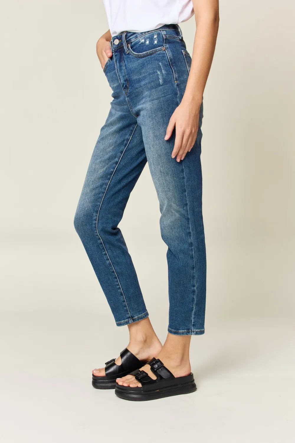 Judy Blue Full Size Tummy Control High Waist Slim Jeans - MeeeShop Women's Fashion