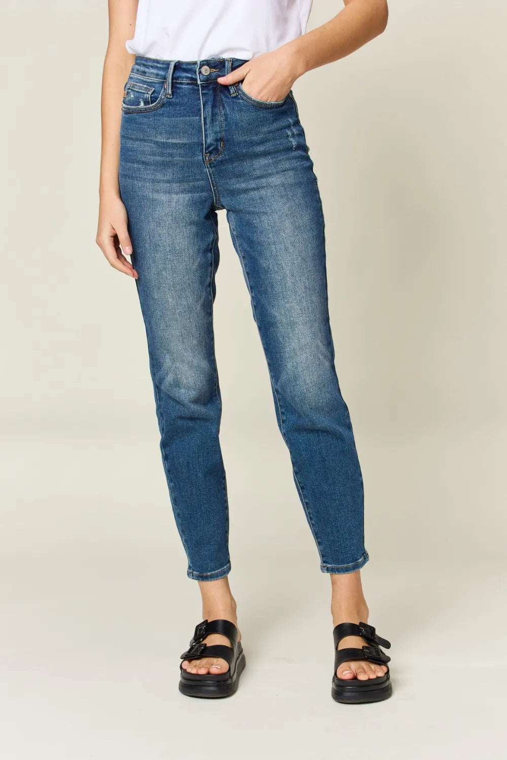 Judy Blue Full Size Tummy Control High Waist Slim Jeans - MeeeShop Women's Fashion
