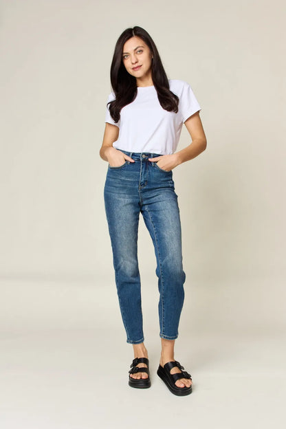 Judy Blue Full Size Tummy Control High Waist Slim Jeans - MeeeShop Women's Fashion