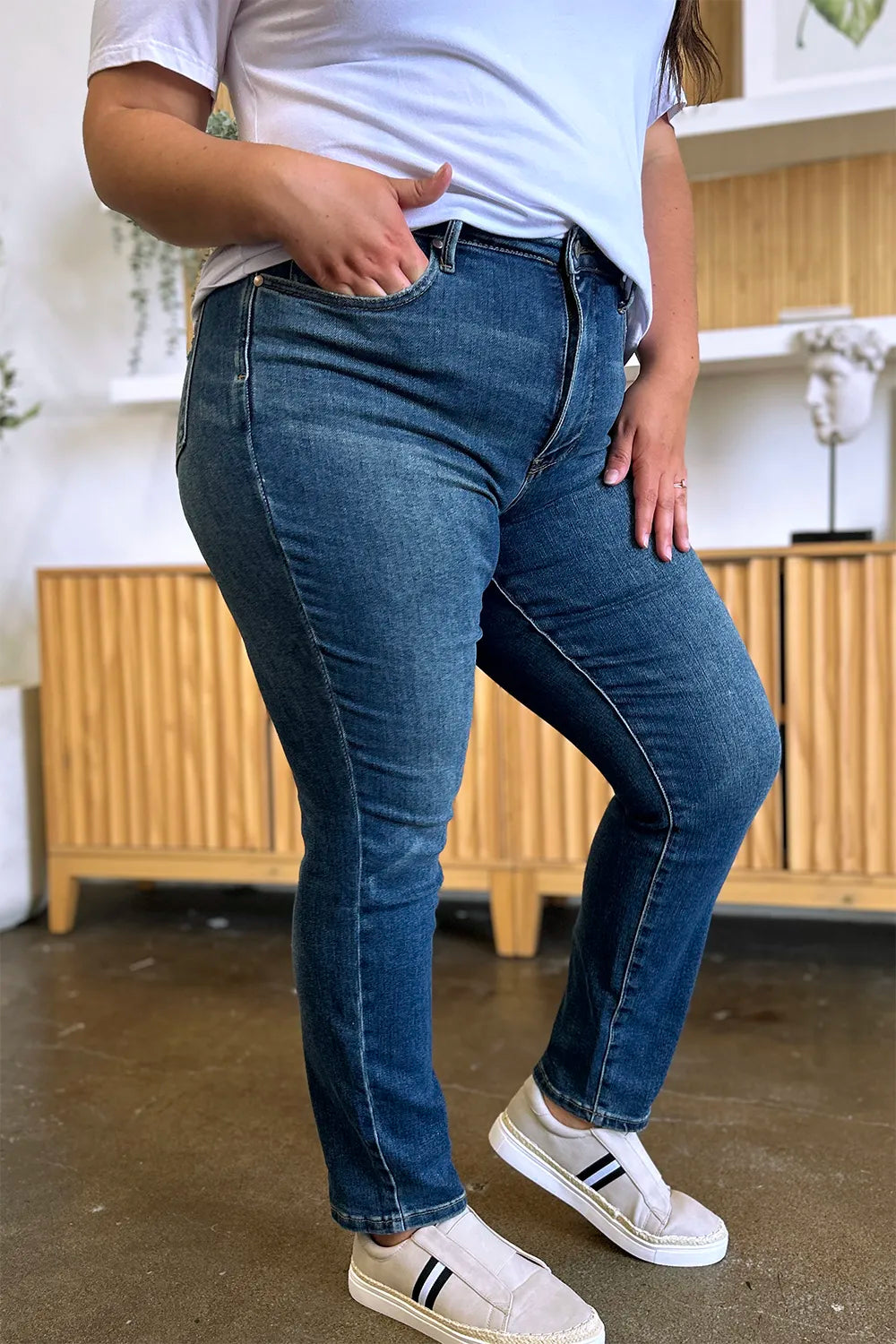 Judy Blue Full Size Tummy Control High Waist Slim Jeans - MeeeShop Women's Fashion