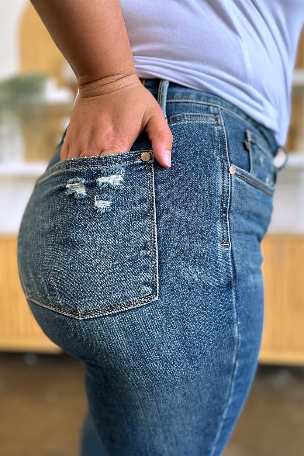Judy Blue Full Size Tummy Control High Waist Slim Jeans - MeeeShop Women's Fashion