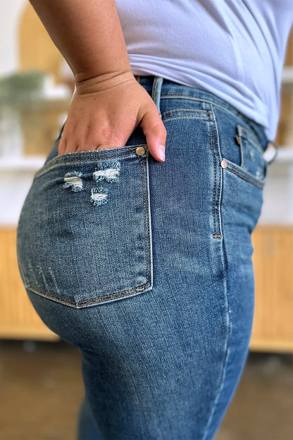 Judy Blue Full Size Tummy Control High Waist Slim Jeans - MeeeShop Women's Fashion