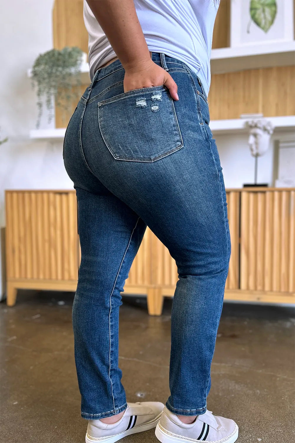 Judy Blue Full Size Tummy Control High Waist Slim Jeans - MeeeShop Women's Fashion
