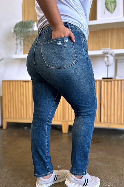 Judy Blue Full Size Tummy Control High Waist Slim Jeans - MeeeShop Women's Fashion