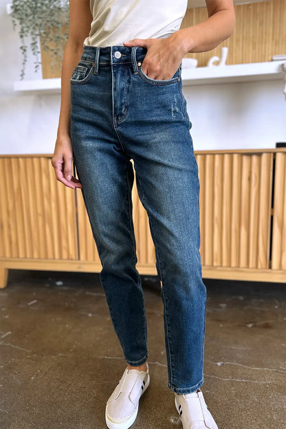Judy Blue Full Size Tummy Control High Waist Slim Jeans - MeeeShop Women's Fashion