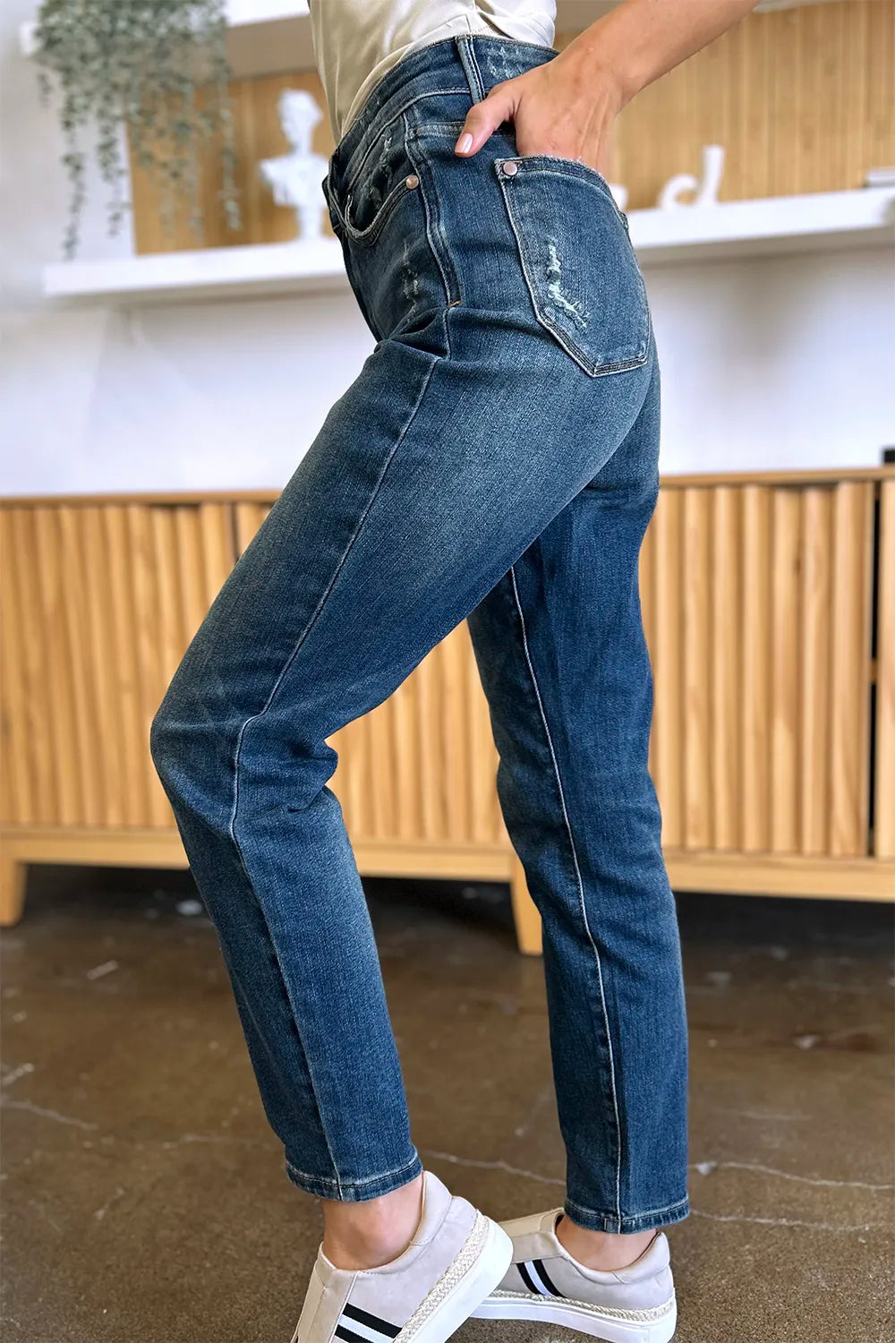 Judy Blue Full Size Tummy Control High Waist Slim Jeans - MeeeShop Women's Fashion