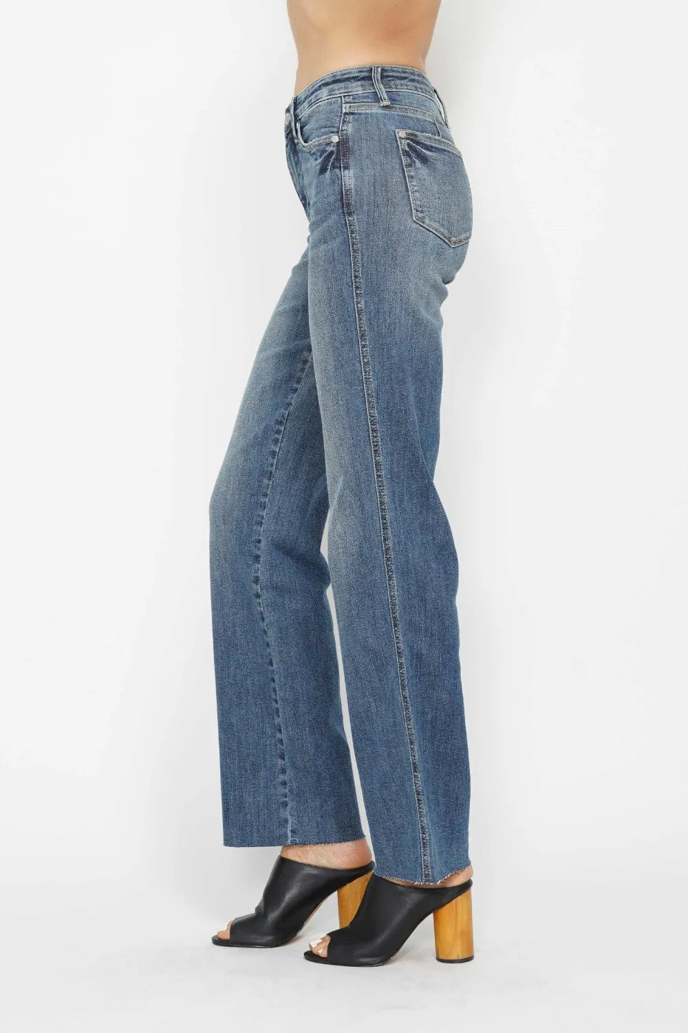 Judy Blue Full Size Tummy Control Straight Jeans in Medium view 4 - Curvy Fit - Judy Blue Tummy Jeans (bottom)