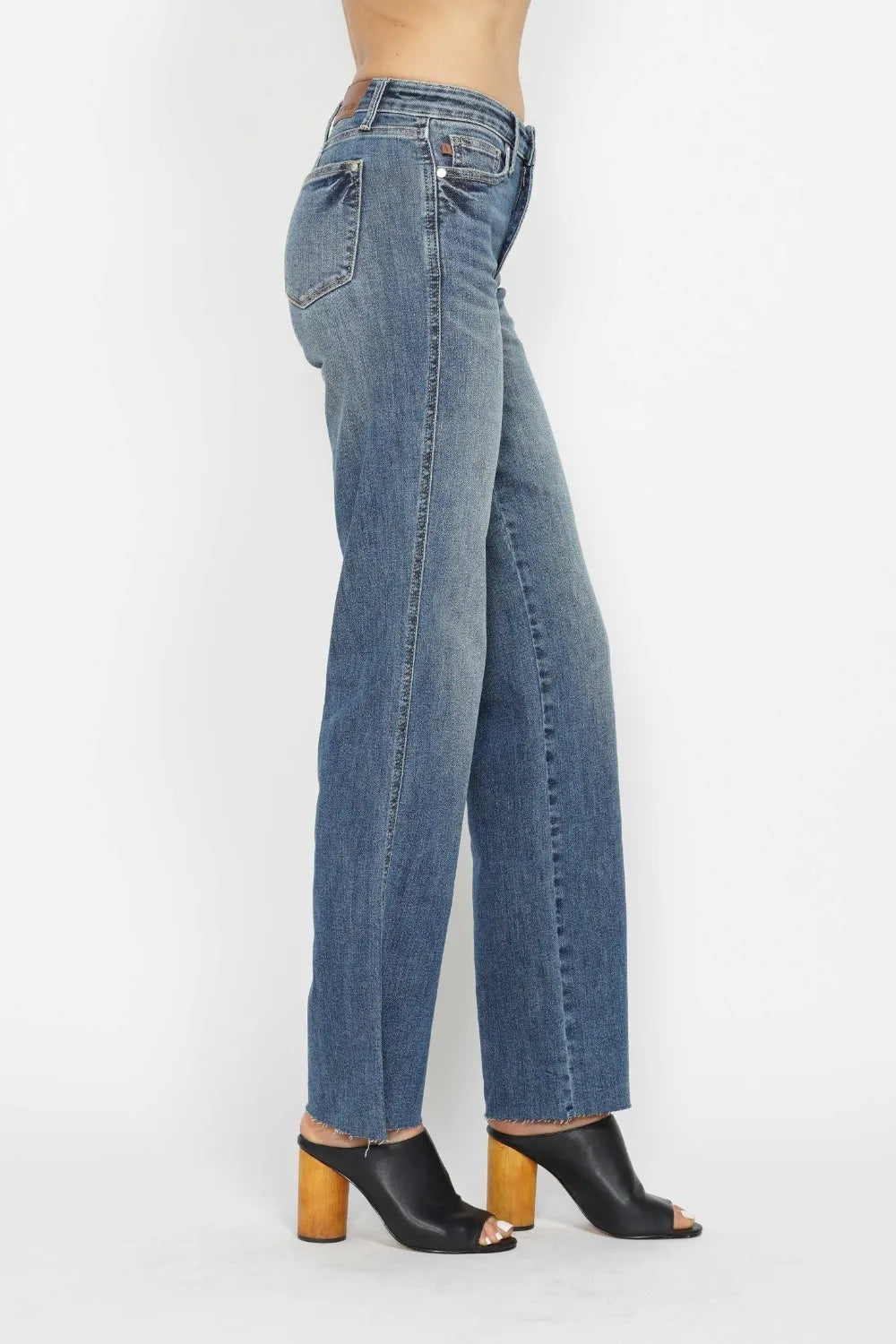 Judy Blue Full Size Tummy Control Straight Jeans in Medium view 6 - Curvy Fit - Judy Blue Tummy Jeans (bottom)