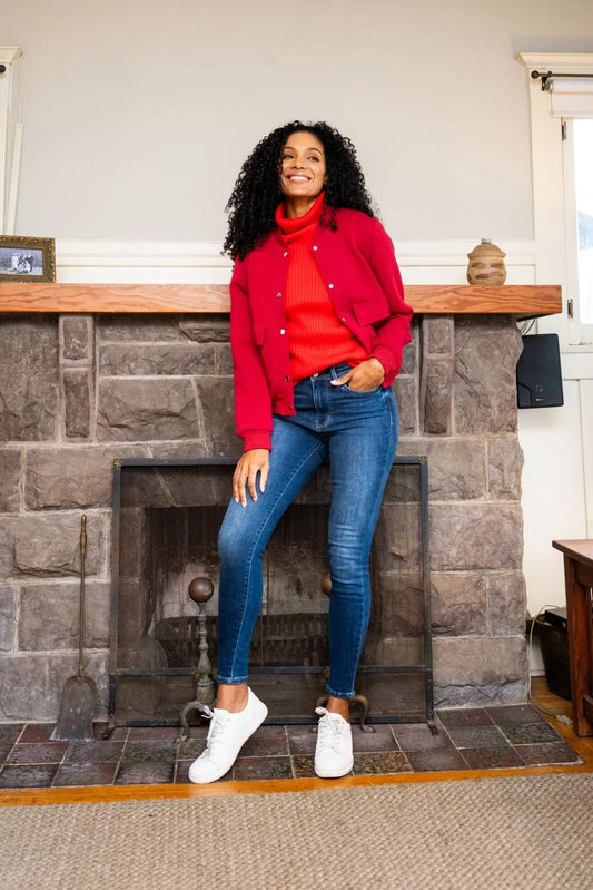 Judy Blue Full Size Washed Thermal Skinny Jeans plus Size in DK - Curvy Fit - Judy Blue Jeans (bottom)