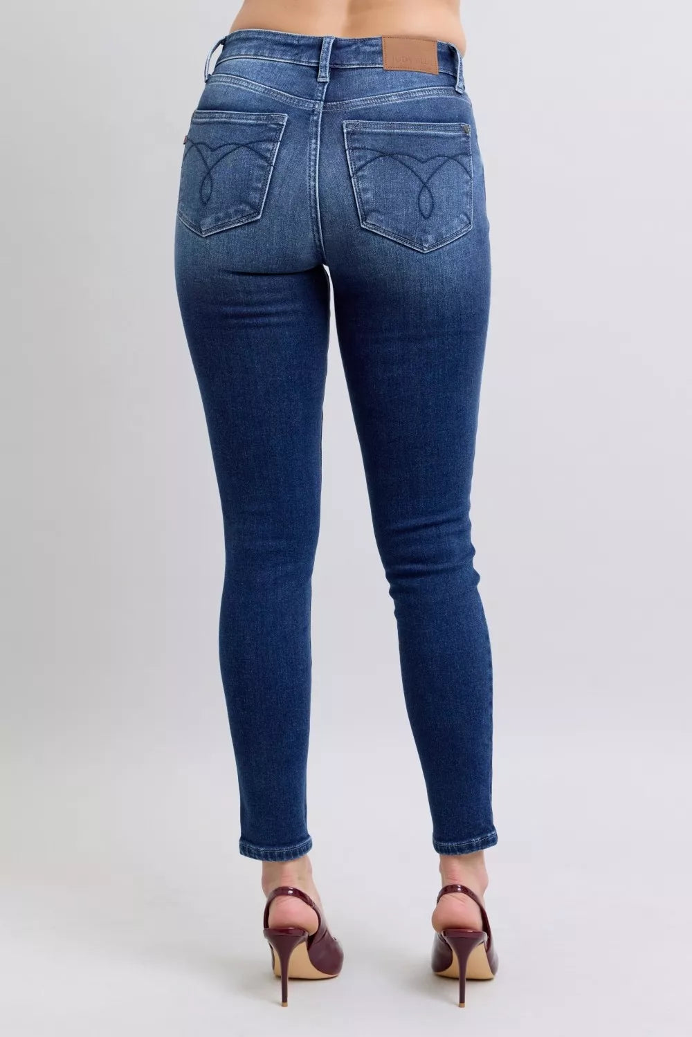 Judy Blue Full Size Washed Thermal Skinny Jeans plus Size DK view 10 (bottom) - judy blue jeans, judy b - shop at us.meeeshop
