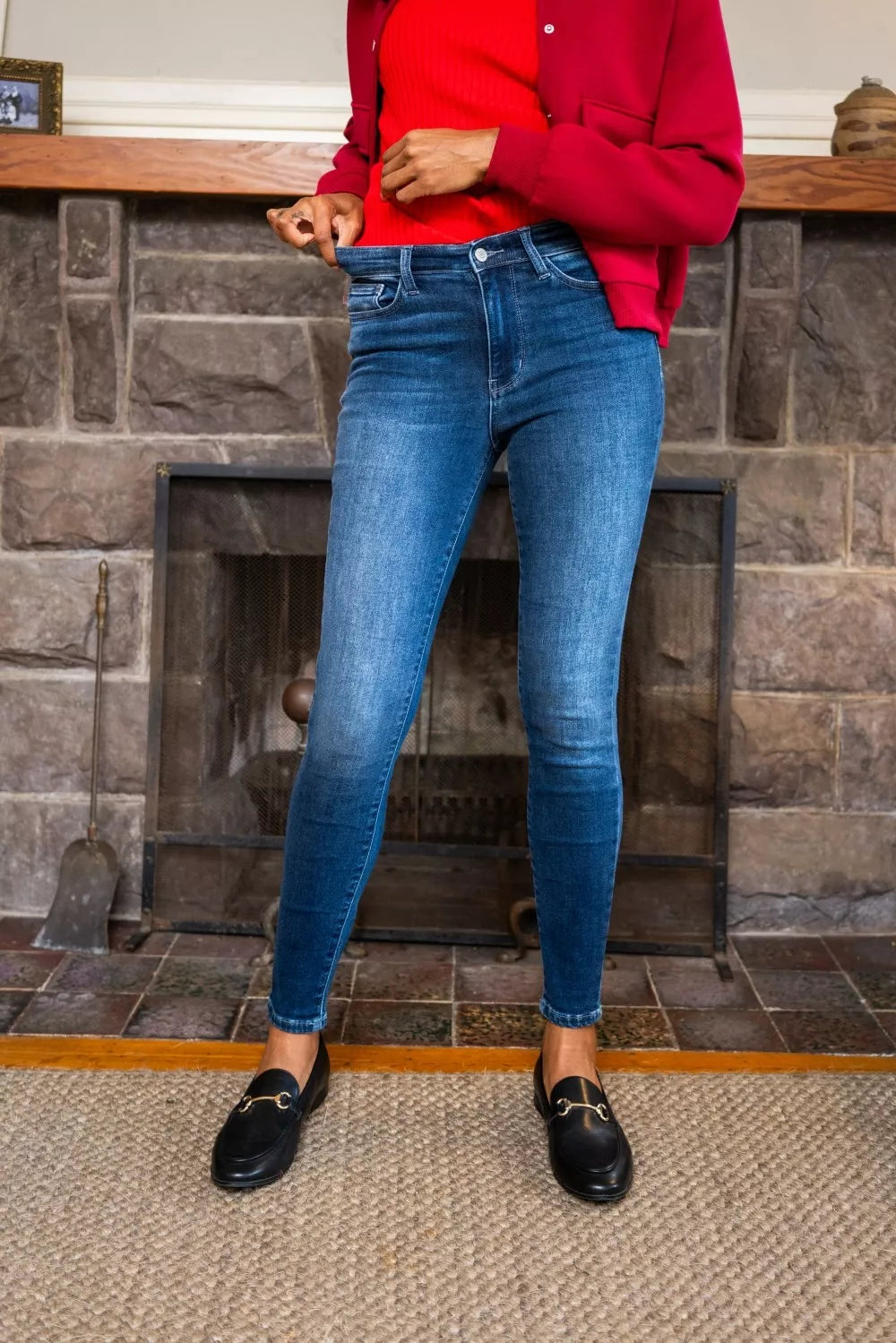 Judy Blue Full Size Washed Thermal Skinny Jeans plus Size DK view 5 (bottom) - judy blue jeans, judy bl - shop at us.meeeshop