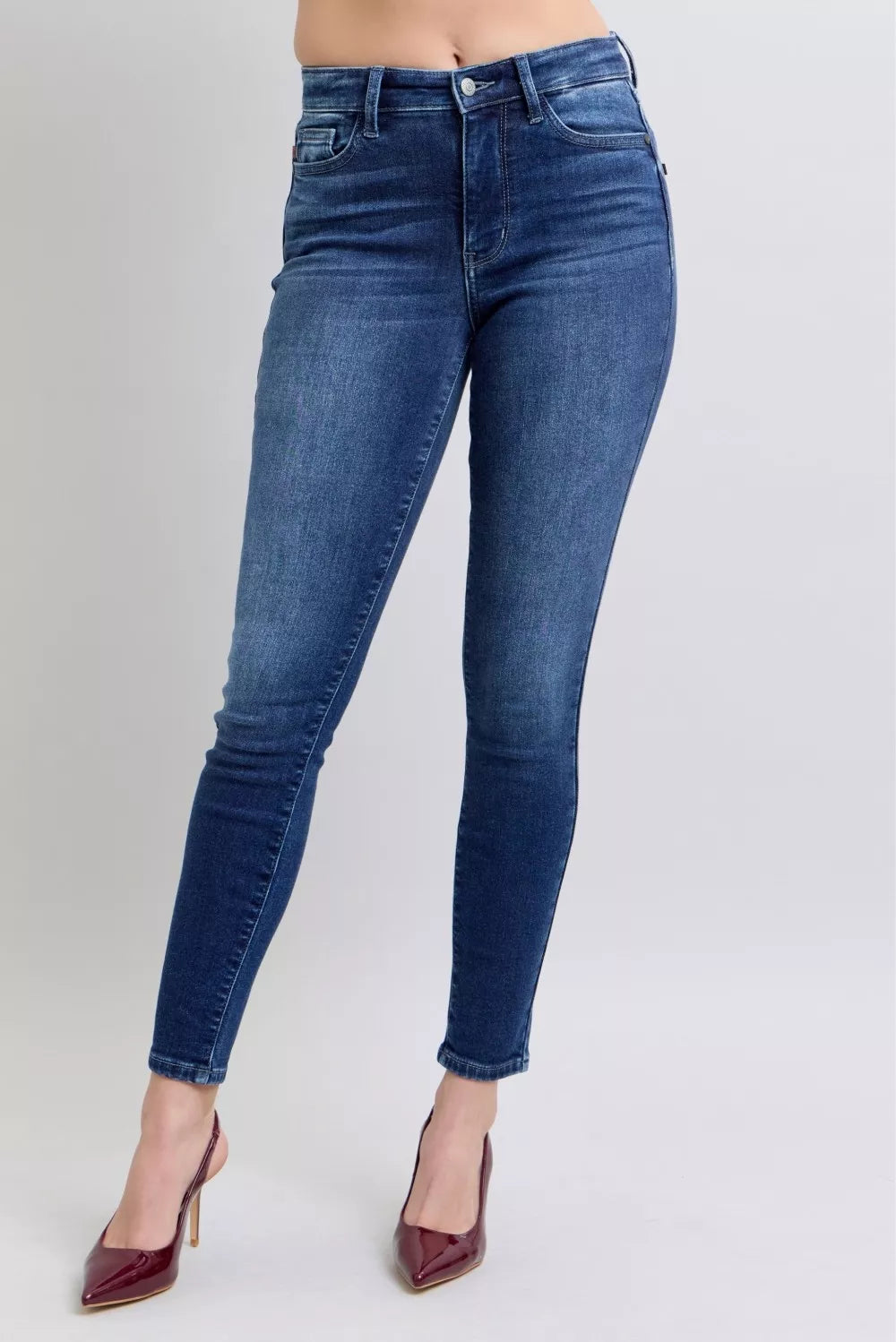 Judy Blue Full Size Washed Thermal Skinny Jeans plus Size DK view 7 (bottom) - judy blue jeans, judy bl - shop at us.meeeshop