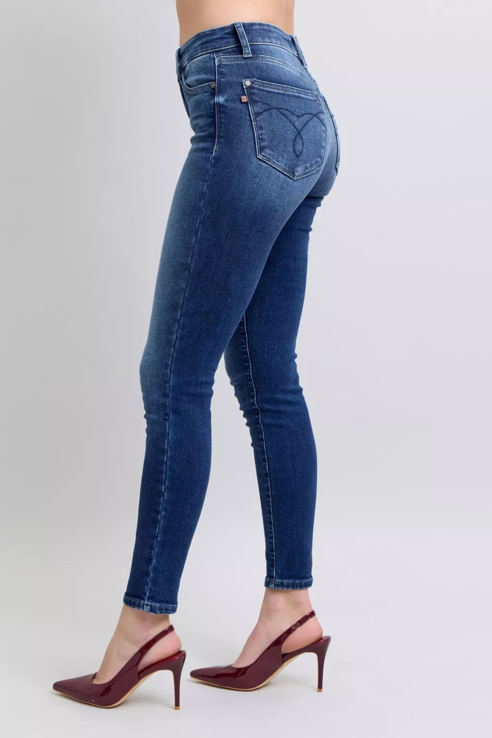 Judy Blue Full Size Washed Thermal Skinny Jeans plus Size DK view 9 (bottom) - judy blue jeans, judy bl - shop at us.meeeshop