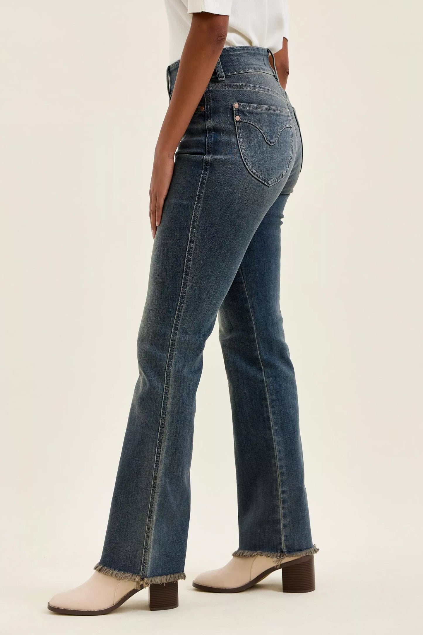 judy blue high Judy Blue High Waist Double Button Frayed Hem Jeans view 2 (bottom) - shop at us.meeeshop