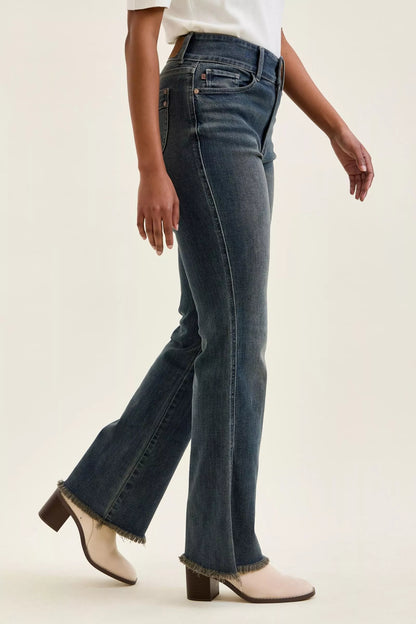 judy blue high Judy Blue High Waist Double Button Frayed Hem Jeans view 4 (bottom) - shop at us.meeeshop
