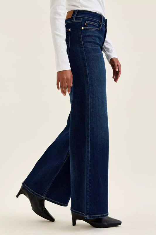 judy blue high Judy Blue High-waisted Wide-leg Dark Wash Jeans view 2 (bottom) - shop at us.meeeshop