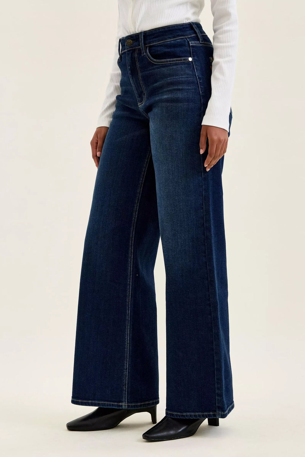 judy blue high Judy Blue High-waisted Wide-leg Dark Wash Jeans view 3 (bottom) - shop at us.meeeshop