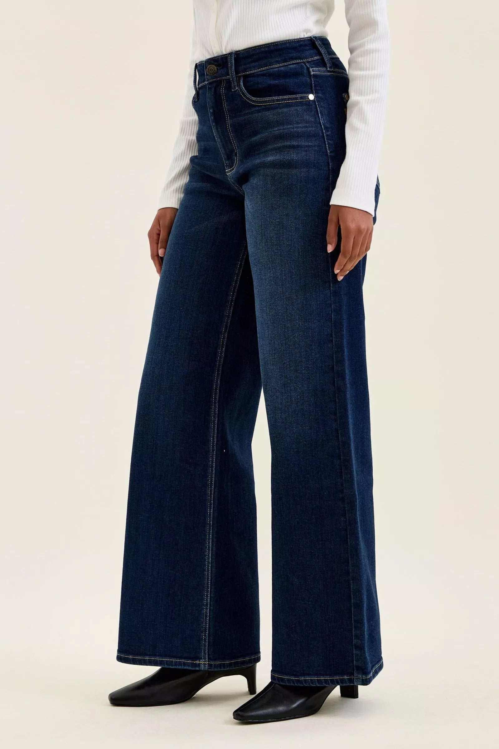 judy blue high Judy Blue High-waisted Wide-leg Dark Wash Jeans view 3 (bottom) - shop at us.meeeshop