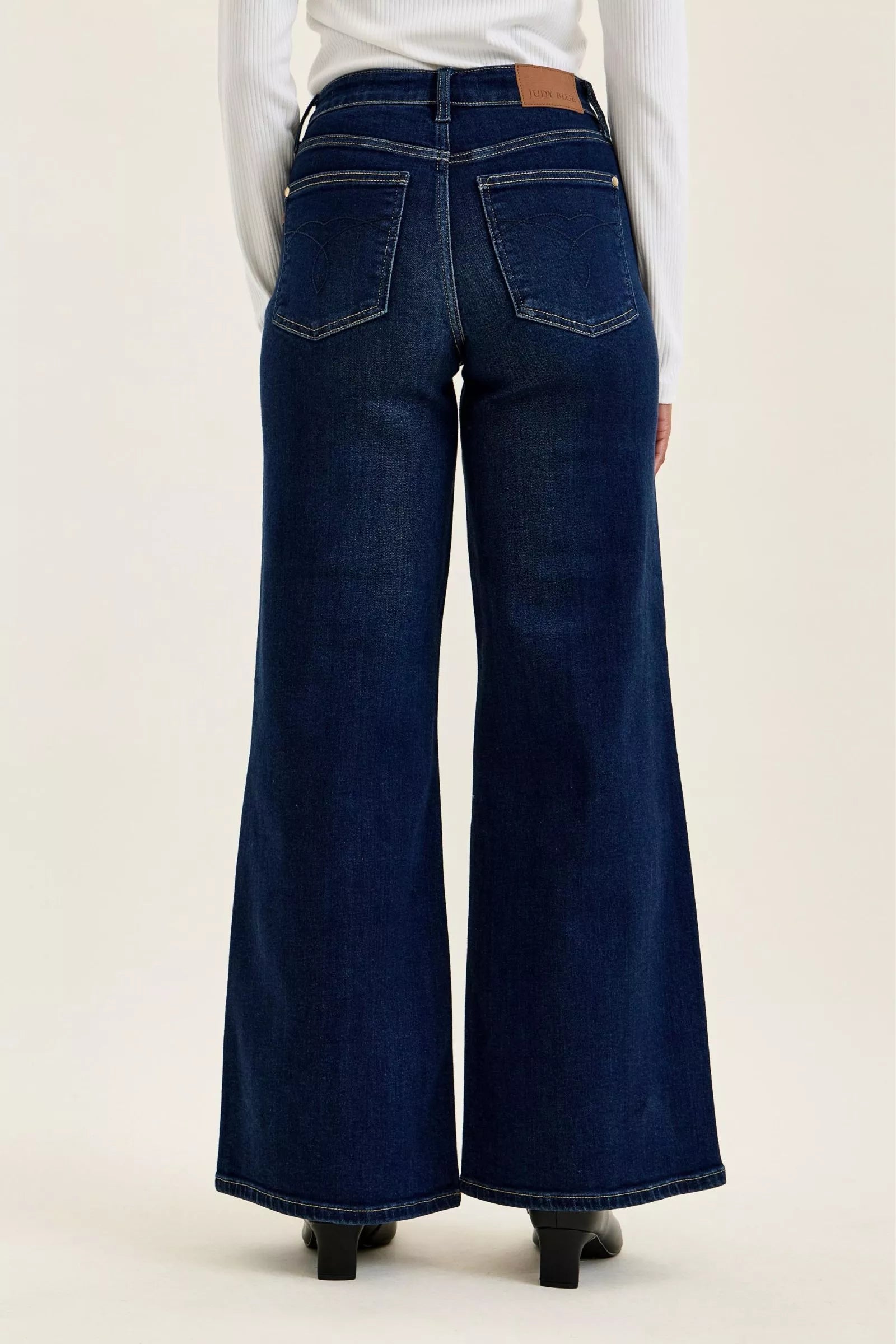 judy blue high Judy Blue High-waisted Wide-leg Dark Wash Jeans view 4 (bottom) - shop at us.meeeshop
