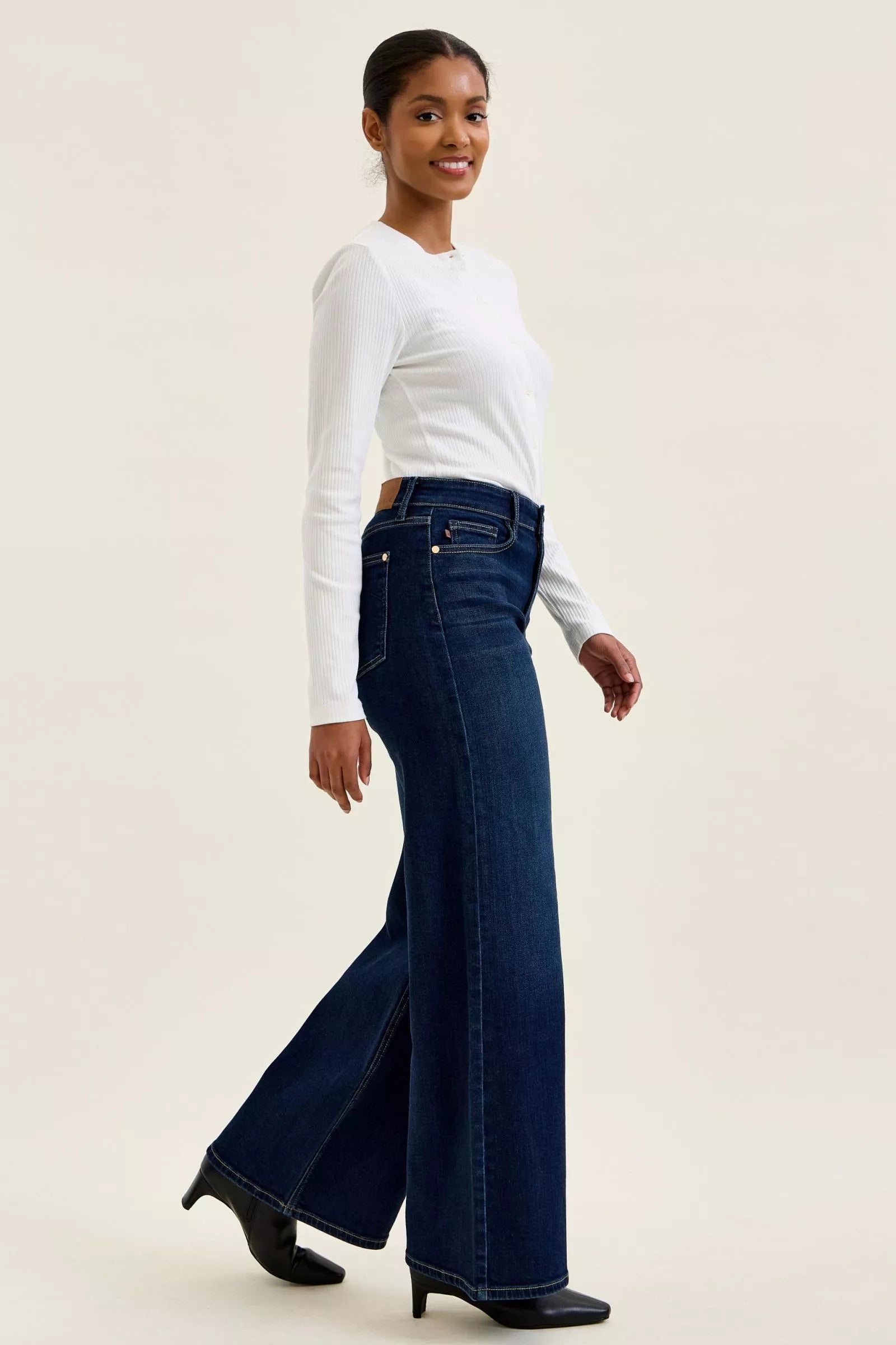 judy blue high Judy Blue High-waisted Wide-leg Dark Wash Jeans view 5 (bottom) - shop at us.meeeshop