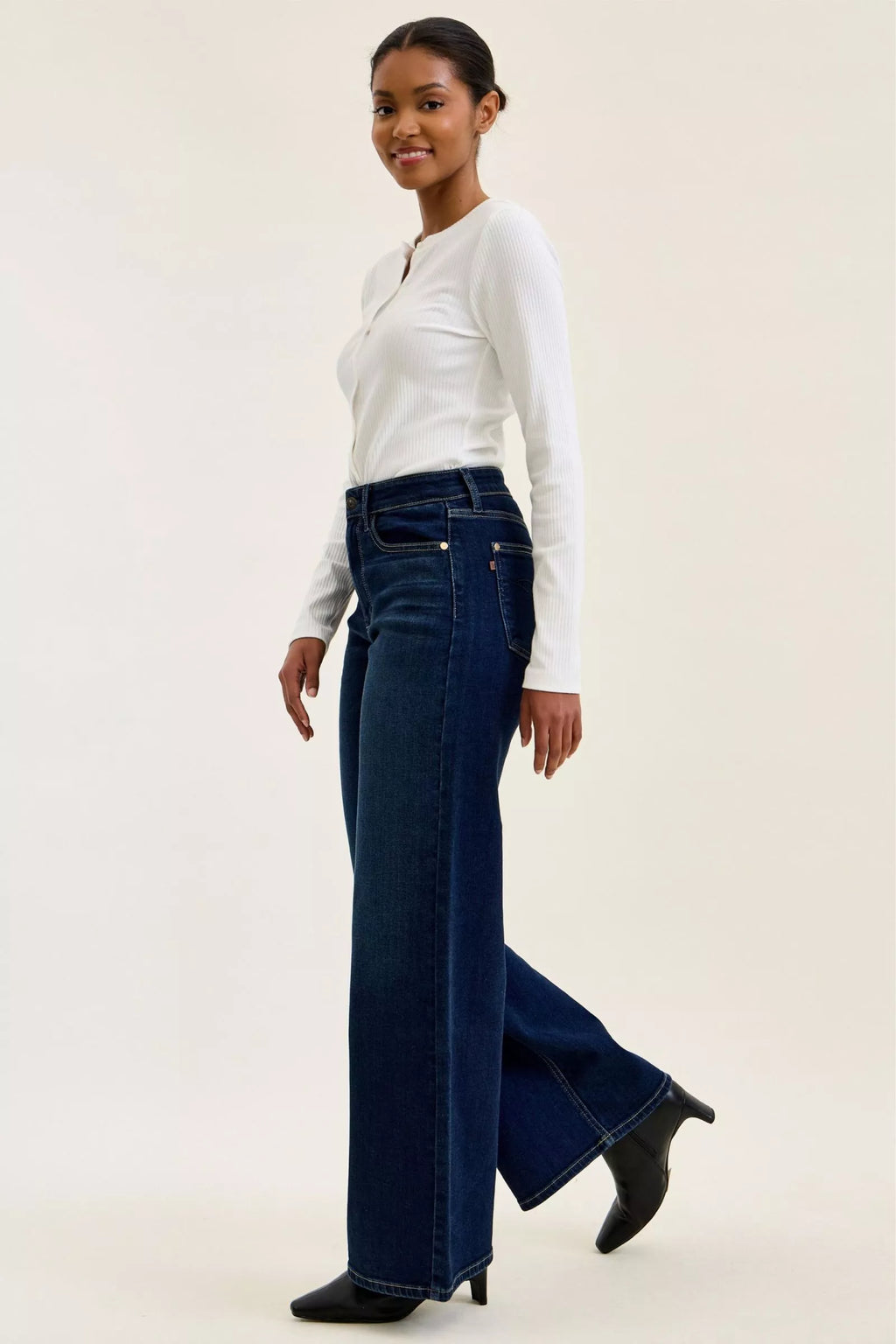 judy blue high Judy Blue High-waisted Wide-leg Dark Wash Jeans view 7 (bottom) - shop at us.meeeshop