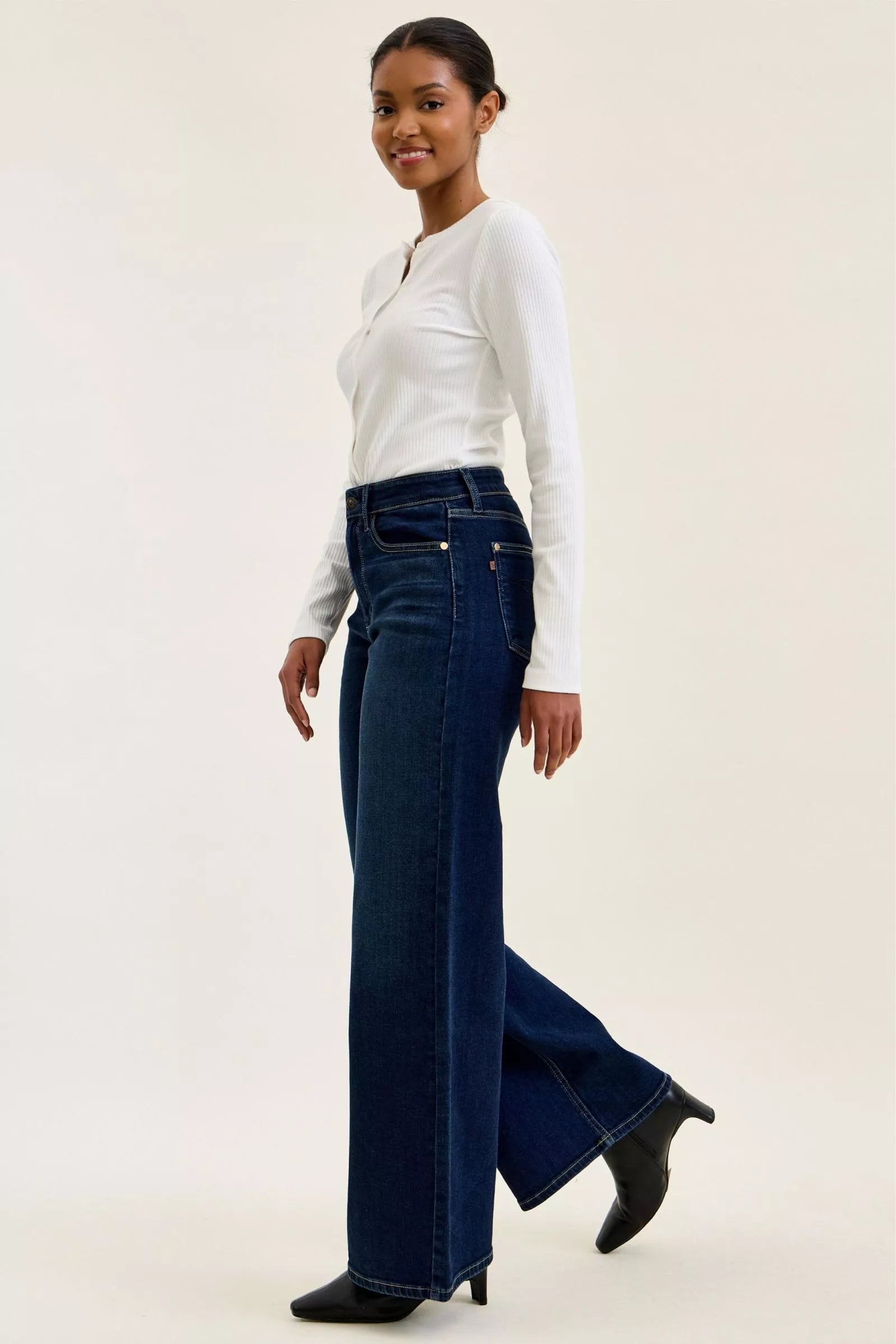 judy blue high Judy Blue High-waisted Wide-leg Dark Wash Jeans view 7 (bottom) - shop at us.meeeshop