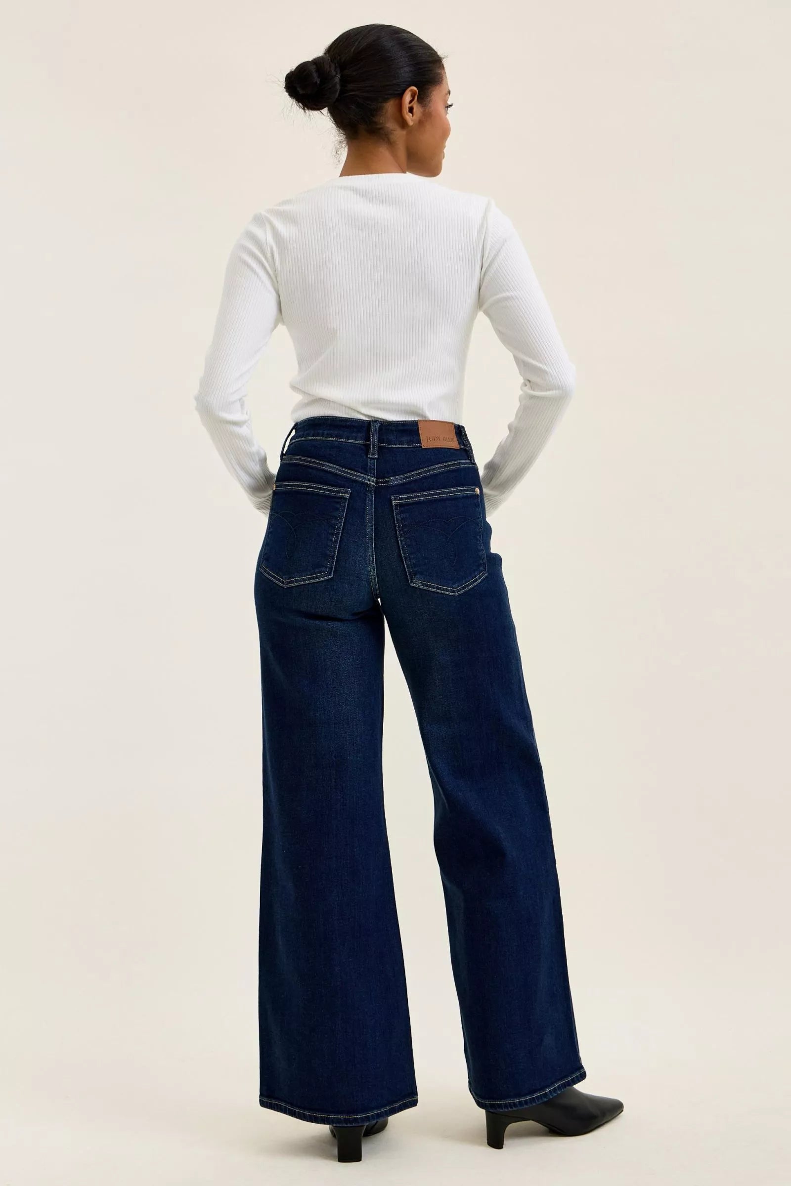 judy blue high Judy Blue High-waisted Wide-leg Dark Wash Jeans view 8 (bottom) - shop at us.meeeshop