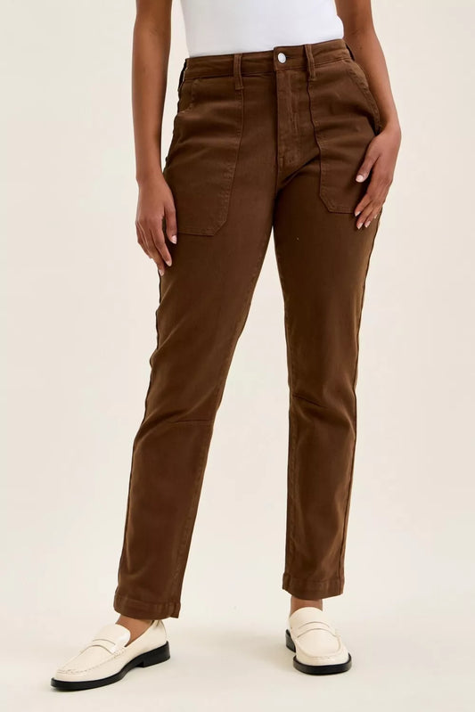 Judy Blue High Waist Aurora Weekender Jeans with Knee Darts C Mahogany MAHOGANY (bottom) - judy jeans,  - shop at us.meeeshop
