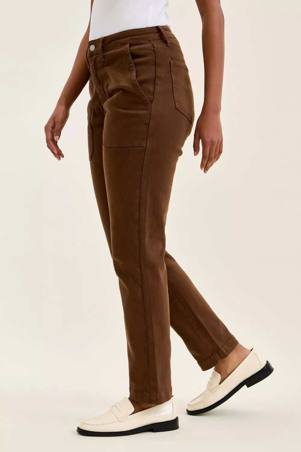 Judy Blue High Waist Aurora Weekender Jeans with Knee Darts C Mahogany MAHOGANY view 3 (bottom) - shop at us.meeeshop