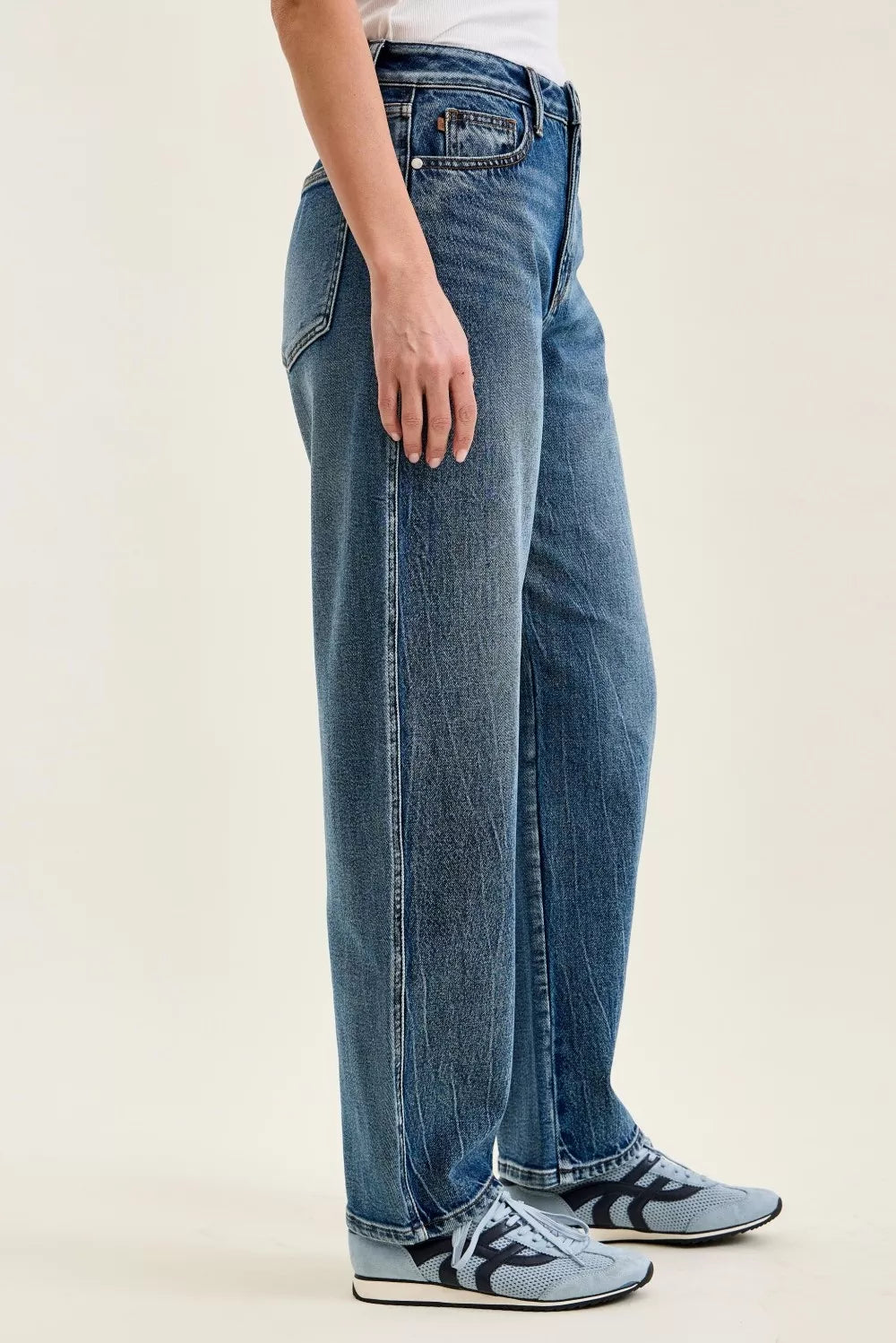 Judy Blue High Waist R.m. "marlow" Arc Dk Time Weathered Indigo Jeans DK view 2 (bottom) - judy jeans,  - shop at us.meeeshop