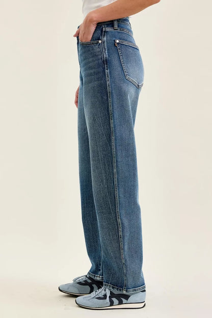 Judy Blue High Waist R.m. "marlow" Arc Dk Time Weathered Indigo Jeans DK view 3 (bottom) - judy jeans,  - shop at us.meeeshop