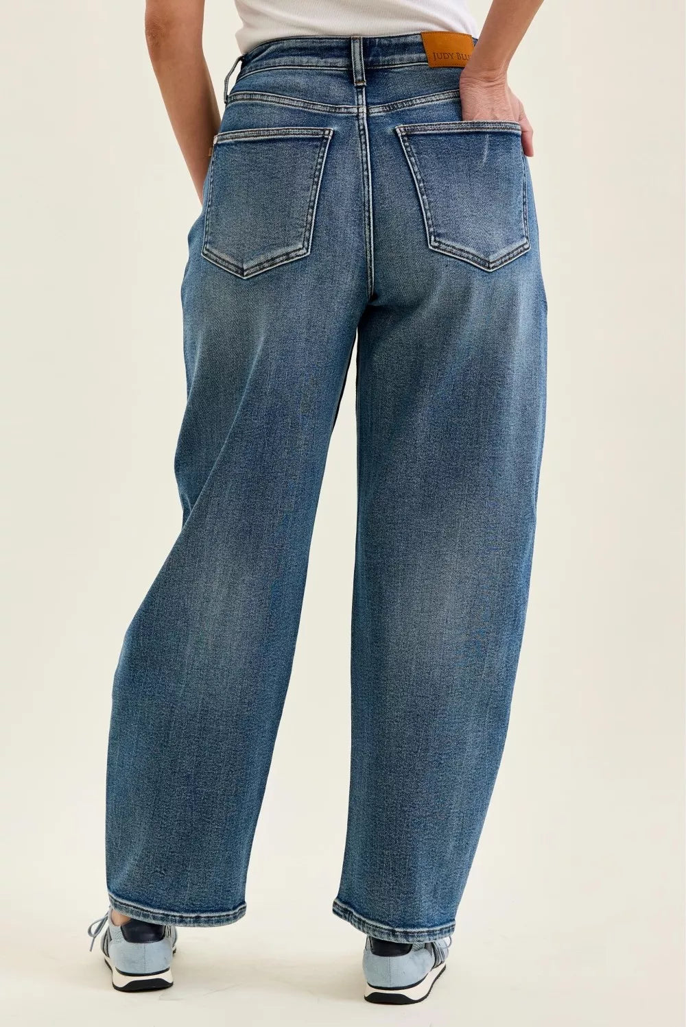 Judy Blue High Waist R.m. "marlow" Arc Dk Time Weathered Indigo Jeans DK view 4 (bottom) - judy jeans,  - shop at us.meeeshop